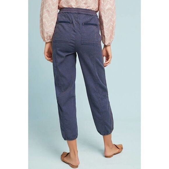 Anthropologie Blue & Orange Polka Dot Jogger Pants Boho Contemporary Casual - Picture 2 of 15